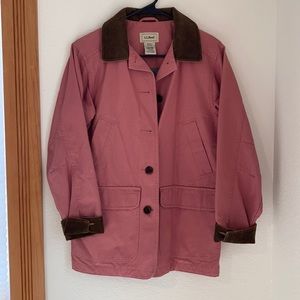 LL Bean Canvas Pink and Brown corduroy Jacket